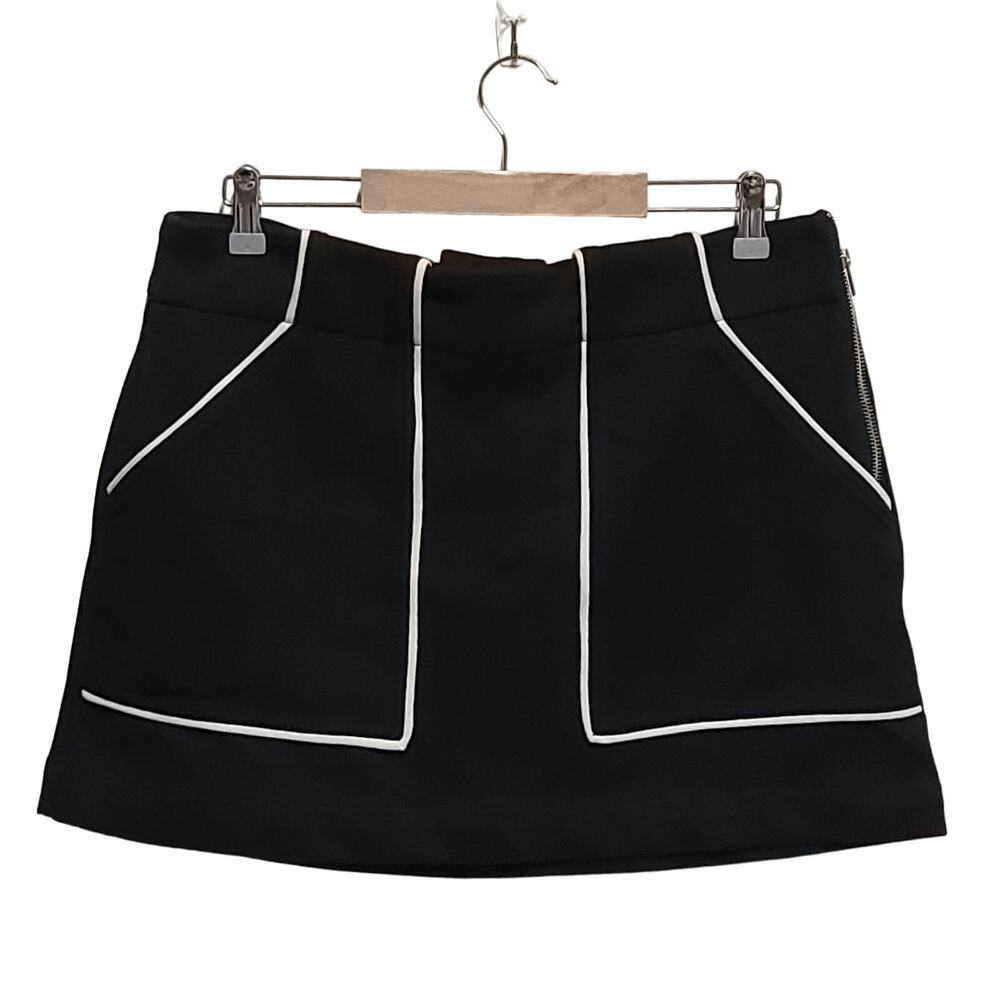 Rag & Bone Black with White Piping Mini Skirt, Size 10